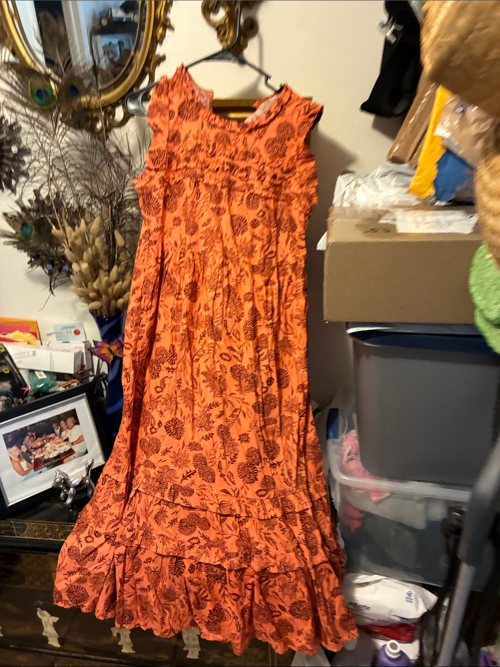 Universal threads Women’s Orange Floral Maxi Dress - Lightweight - Picture 1 of 13